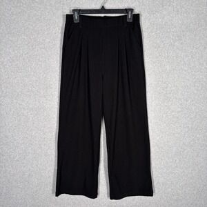 Heathyoga Pleated Knit Dress Pants Medium Petite Wide Leg Minimal Quiet Luxury